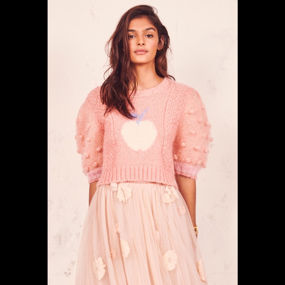 LoveShackFancy Cyrielle cropped pullover, S, new